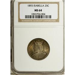 1893 25C Isabella Quarter MS64 NGC. Warm reddish-orang 