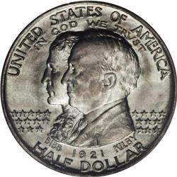 1921 50C Alabama MS66 PCGS. Mostly brilliant except fo 
