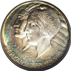 1935-D 50C Arkansas MS67 PCGS. The surfaces are highly 