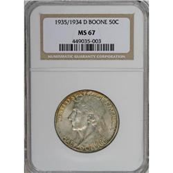 1935/34-D 50C Boone MS67 NGC. Orange-gold and lime pat 