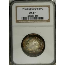 1936 50C Bridgeport MS67 NGC. Violet, peach, and golde 