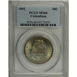 1892 50C Columbian MS66 PCGS. Attractive olive and blu 