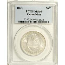 1893 50C Columbian MS66 PCGS. A bright, satiny glow il 
