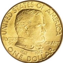 1922 G$1 Grant no Star MS64 PCGS. A splendid sun-gold 