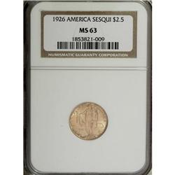 1926 $2 1/2 Sesquicentennial MS63 NGC. Select and well 