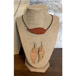 Feather Necklace & Earring Set