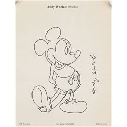 Andy Warhol US "Mickey Mouse" Ink on Paper Drawing