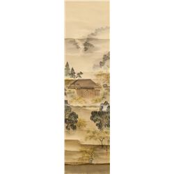 Japanese Watercolor Palace Scroll