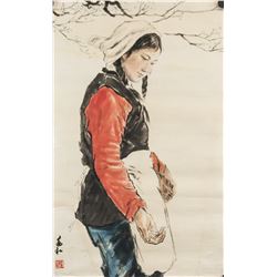 Jiang Zhaohe 1904-1986 Chinese Watercolor Lady