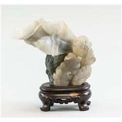 Chinese Shoushan Stone Carved Fish with Stand