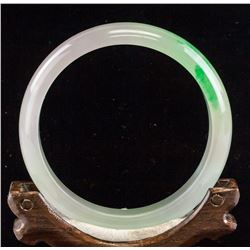 Burma Green and Lavender Jadeite Carved Bangle