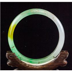 Burma Tri-color Jadeite Carved Bangle