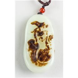 Hetian White Jade Carved Lotus Toggle