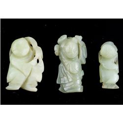 3 Assorted Chinese White Jade Carved Miniatures