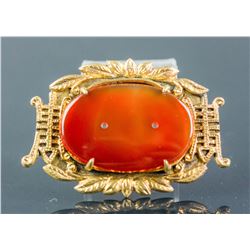 Hong Kong Agate Longevity Brooch