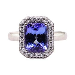 3.10 ctw Tanzanite and Diamond Ring - 14KT White Gold