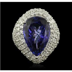 14KT White Gold 14.82 ctw GIA Certified Tanzanite and Diamond Ring