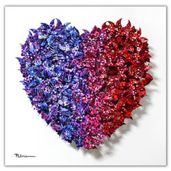 Patricia Govezensky- Original 3D Metal Art on Wood "Heart"