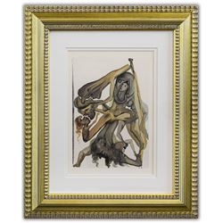 Salvador Dali- Original Color Woodcut on B.F.K. Rives Paper "inferno 4"