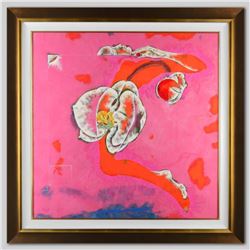"Eden in Summer II" Original Multi-Media Painting on Rice Paper (50.5" x 50.5") by Lu Hong, Hand Sig
