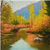 Image 2 : H. Leung, "Autumn Lake" Hand Embellished Limited Edition on Canvas, Numbered 10/200 and Hand Signed 