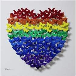 Patricia Govezensky- Original 3D Metal Art on Wood "Heart"