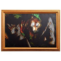 Vera V. Goncharenko- Original Giclee on Canvas "The Ladies with the Tiger"