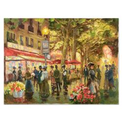 Valery Gromov, "Evening Cafe" Original Oil Painting on Canvas, Hand Signed with Letter of Authentici