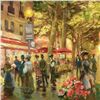 Image 2 : Valery Gromov, "Evening Cafe" Original Oil Painting on Canvas, Hand Signed with Letter of Authentici