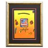 Image 1 : Peter Max- Original Mixed Media "Flag with Heart"