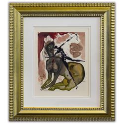 Salvador Dali- Original Color Woodcut on B.F.K. Rives Paper "Inferno 12"