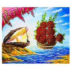 Eugene Poliarush- Original Oil on Canvas "Sailboat of Roses"