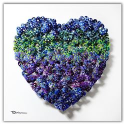 Patricia Govezensky- Original 3D Metal Art on Wood "Heart"