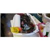 Image 2 : BIN OF LEASHES, COLLARS, PET TOYS, AND 2 LITTER BOXES