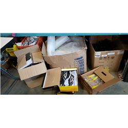 LARGE BOX OF SMALL PAILS, BOX OF GRAPEFRUIT KNIVES, IPAD CASES AND CLEATS