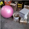 Image 1 : Lot of hard side boxes and lampshades with exercise ball