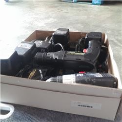 Box of cordless tools and drills