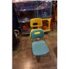 Image 1 : YELLOW AND BLUE METAL FRAMED CHAIRS