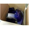 Image 2 : 2 BOXES OF BLUE GLASS VASES AND CUPS, GLASS BOWLS, VASES