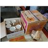 Image 2 : Box of china mugs and decorative music bird house, punch bowl set and tea set