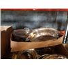 Image 2 : 2 TRAYS OF SILVER PLATE, ELECTRIFIED OIL LAMP AND NORTHERN MIST NORTHUMBRIA