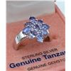 Image 2 : STERLING SILVER GENUINE TANZANITE AND WHITE SAPPHIRE RING W/ APPRAISAL $890 - 2CTS TANZANITE