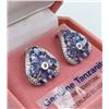Image 2 : STERLING SILVER GENUINE TANZANITE AND WHITE SAPPHIRE EARRINGS W/ APPRAISAL $1490 - 2CTS TANZANITE