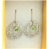 Image 2 : STERLING SILVER 5MM GENUINE PERIDOT FILIGREE EARRINGS W/ APPRAISAL $250 - 0.9CTS PERIDOT