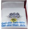 Image 2 : 10KT WHITE GOLD GENUINE TANZANITE AND DIAMOND RING W/ APPRAISAL $2700 - SIZE 6.25, 0.87CTS TANZANITE