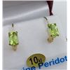 Image 2 : 10KT YELLOW GOLD 6X4MM GENUINE PERIDOT LEVER-BACK EARRINGS - RETAIL $800, 1.25CT PERIDOT, BIRTHSTONE