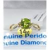 Image 2 : 14KT YELLOW GOLD 6MM GENUINE PERIDOT AND DIAMOND RING W/ APPRAISAL $2065 - SIZE 6.25, 1CT PERIDOT, 0