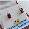 Image 2 : 14KT YELLOW GOLD 4X6MM GENUINE GARNET AND DIAMOND LEVER-BACK EARRINGS W/ APPRAISAL $1200 - 1.4CTS GA