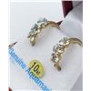 Image 2 : 10KT YELLOW GOLD GENUINE AQUAMARINE HOOP EARRINGS - RETAIL $500, 1.2CTS AQUAMARINE, BIRTHSTONE MARCH