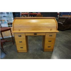 MAPLE ROLLTOP DESK, 6 DRAWER